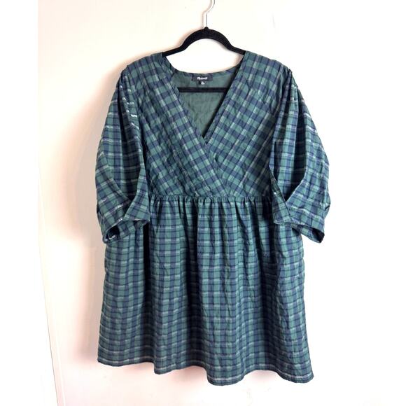 Madewell Green Plaid Mini Dress - Picture 1 of 11